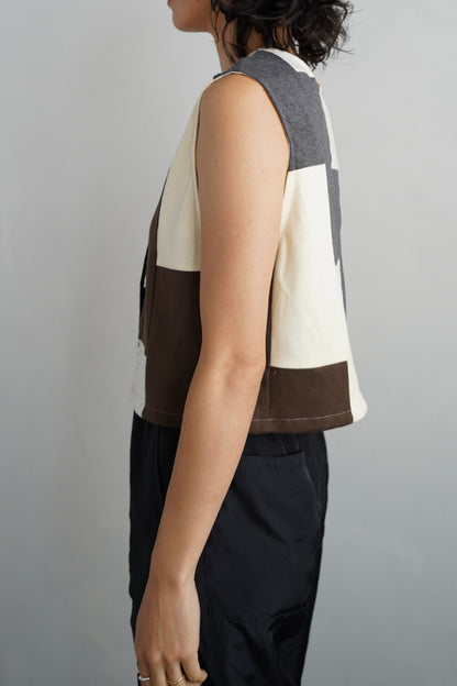 Patchwork Vest / IVORYBROWN -8月5-10日発送-