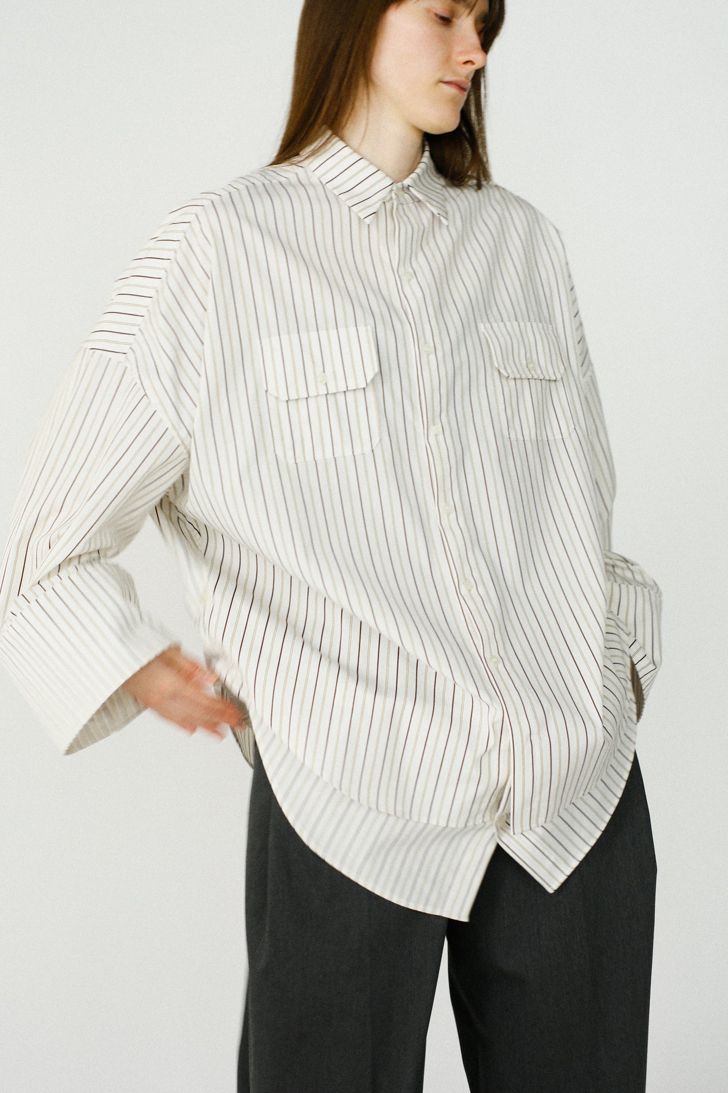Over Stripe Shirt / WHITE -4月5日発送-