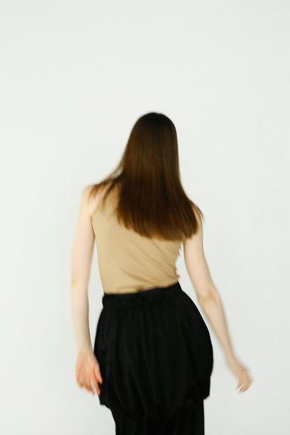 Satin Balloon Skirt / BLACK