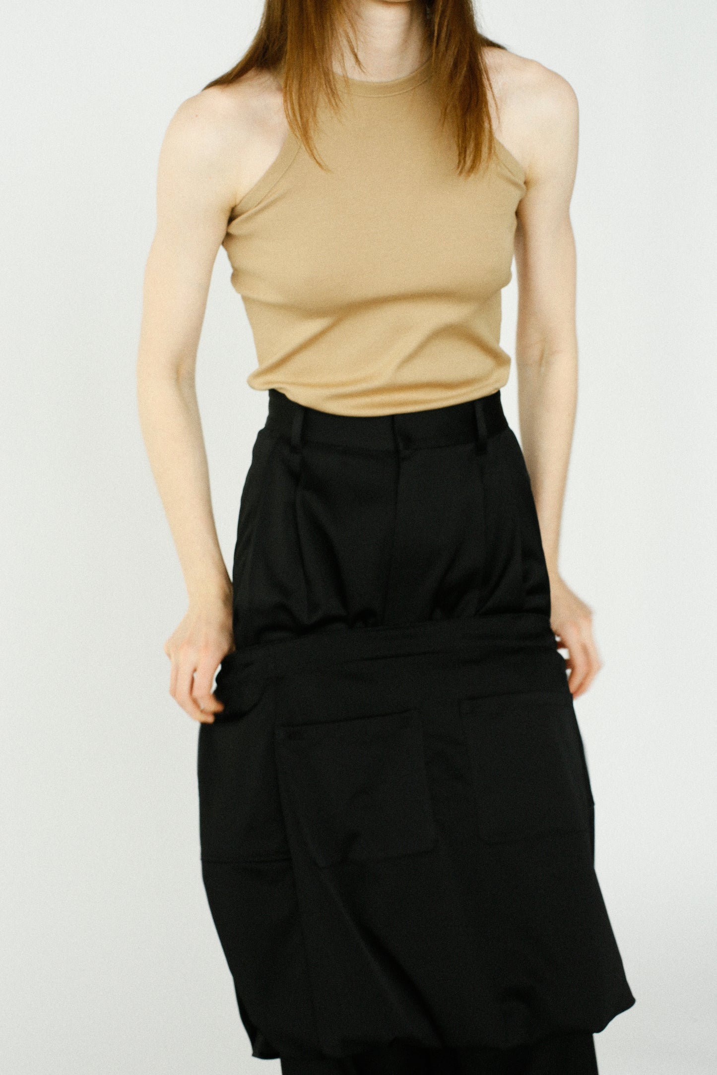 Satin Balloon Skirt / BLACK
