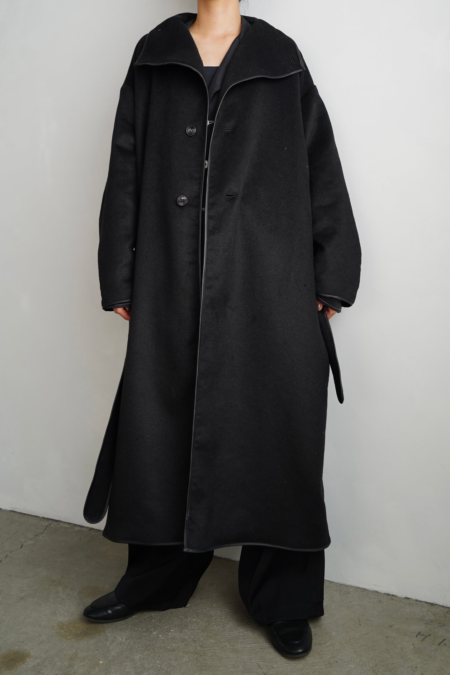 Piping Wool Coat / BLACK -11月上旬発送-
