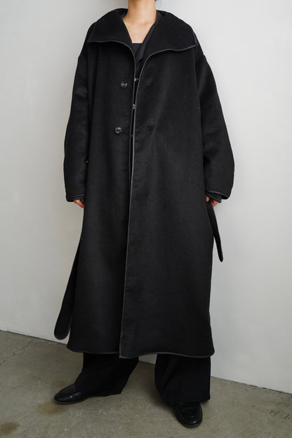 Piping Wool Coat / BLACK -11月上旬発送-