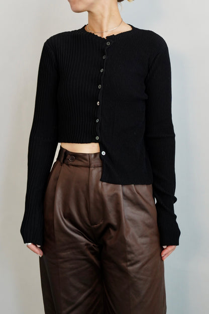 Two-Tone Knit Cardigan / BLACK -10月20-25日発送-
