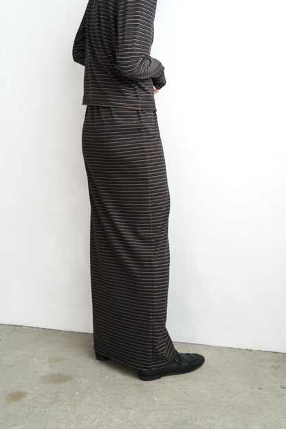 Plush Multi Border Skirt / BLACK -10月5-10日発送-