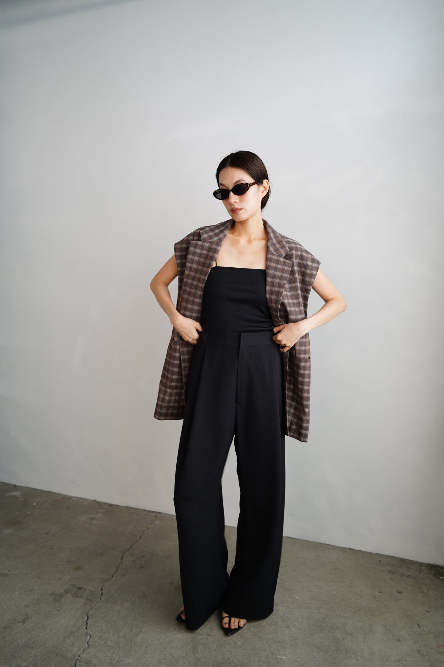Sheer Plaid Multi Jacket / BROWN
