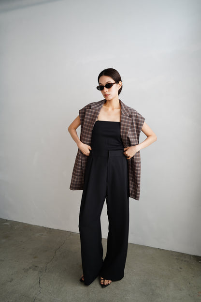 Sheer Plaid Multi Jacket / BROWN