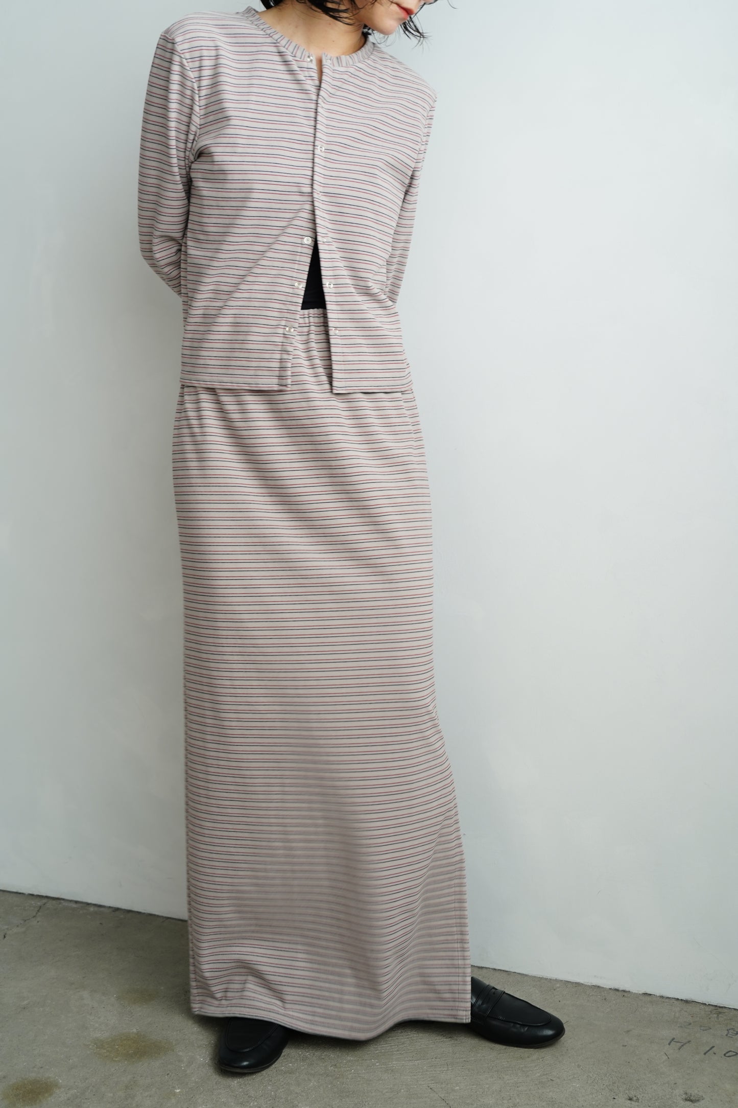 Plush Multi Border Skirt / GRAY -10月5-10日発送-