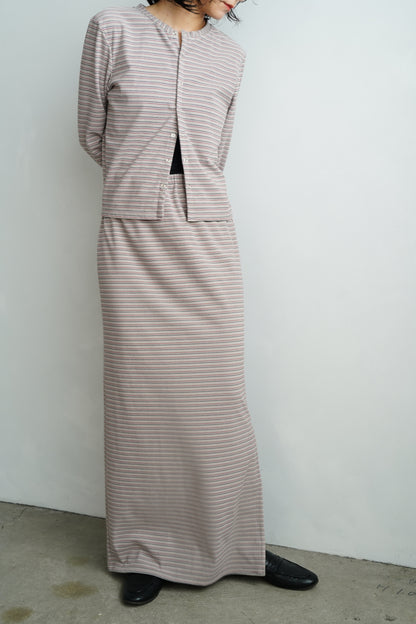 Plush Multi Border Skirt / GRAY -10月5-10日発送-