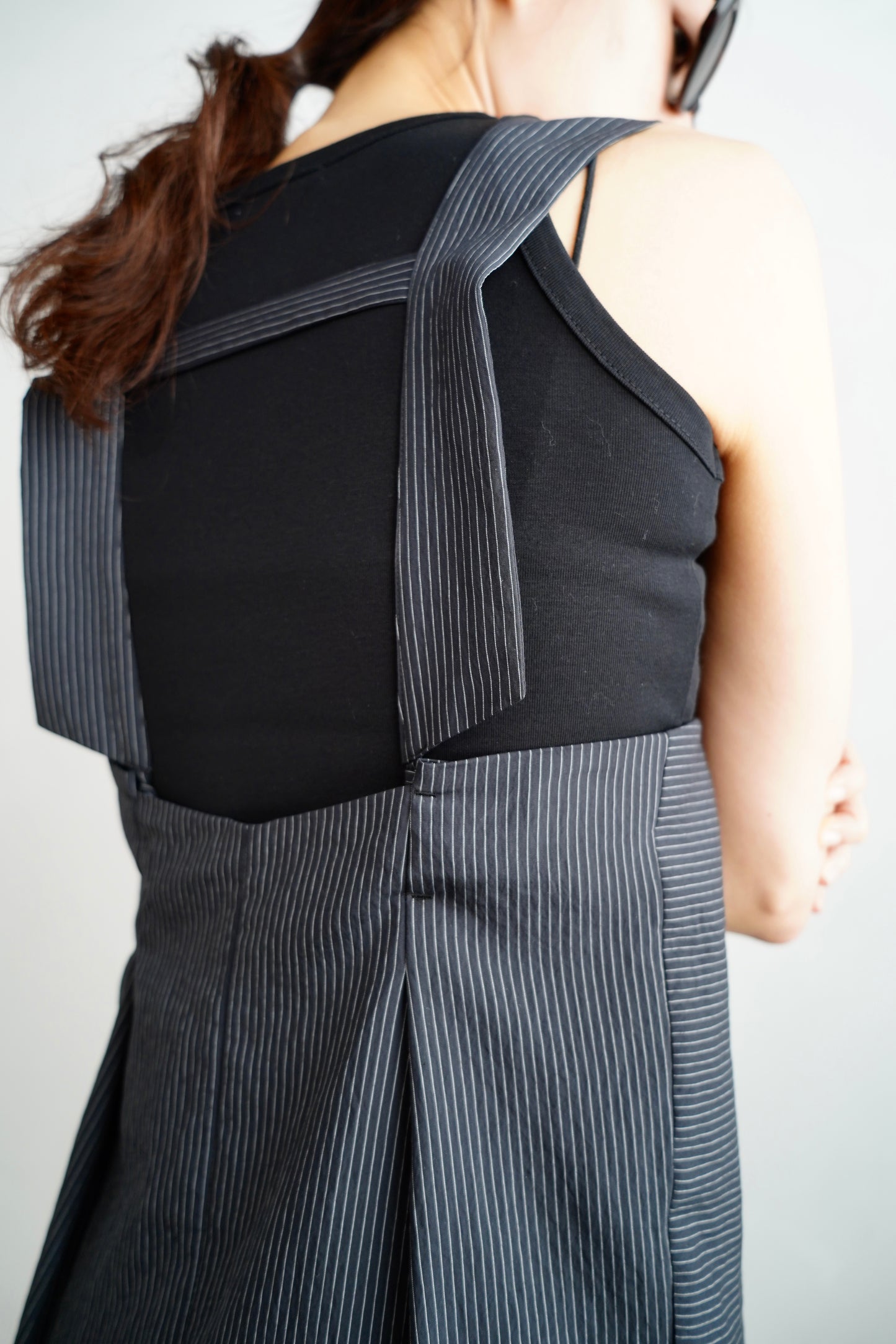 Wrap Stripe Dress / BLACK
