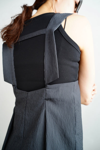 Wrap Stripe Dress / BLACK