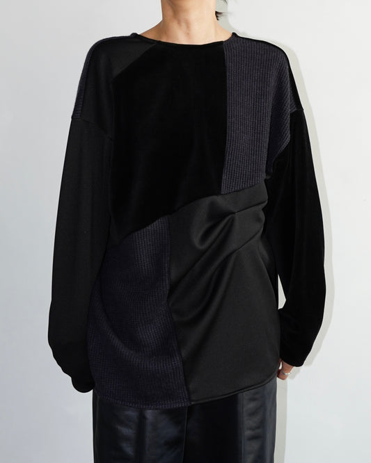 Patchwork Pullover / BLACK