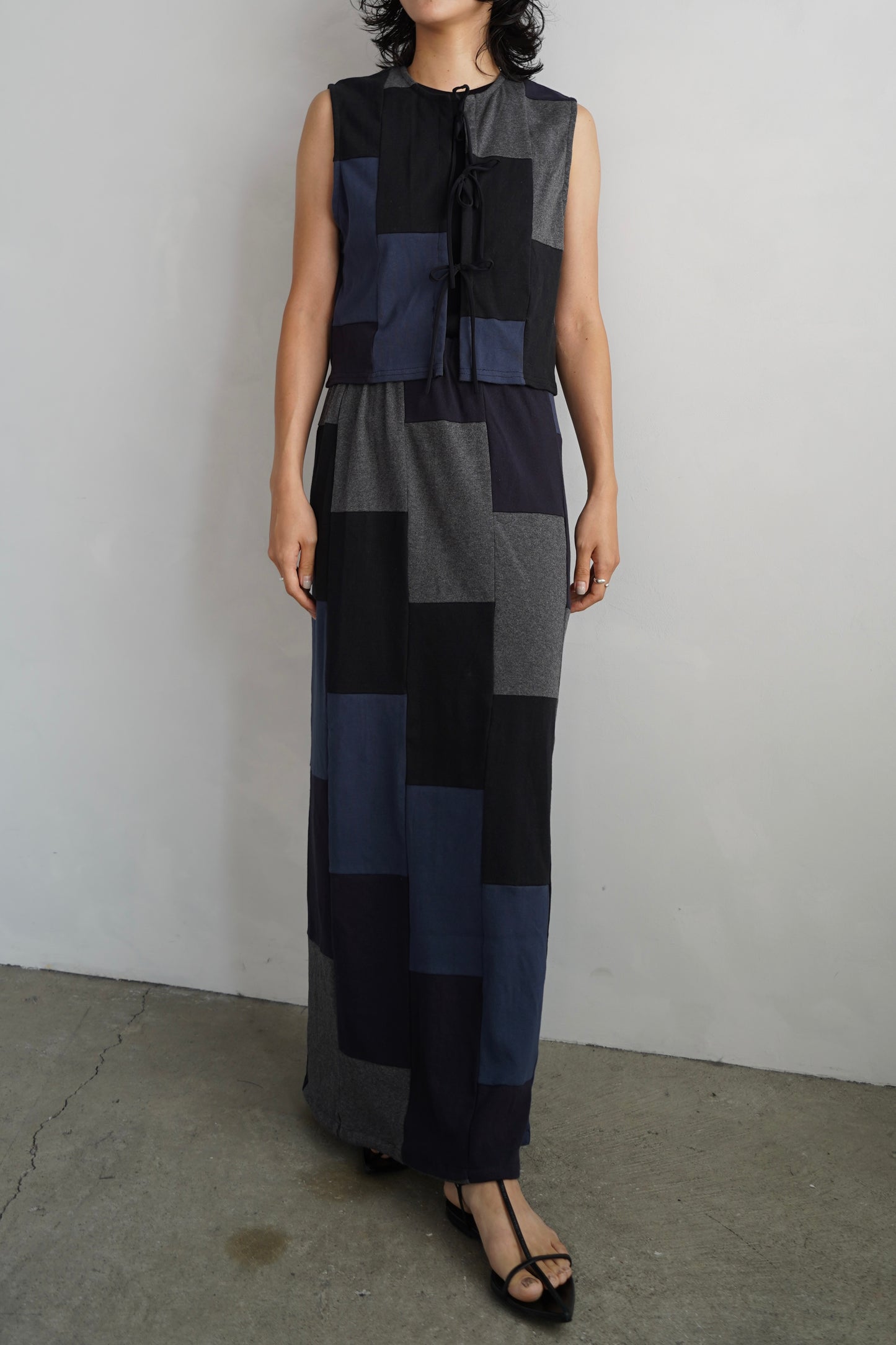 Patchwork Skirt / NAVYBLACK -8月5-10日発送-
