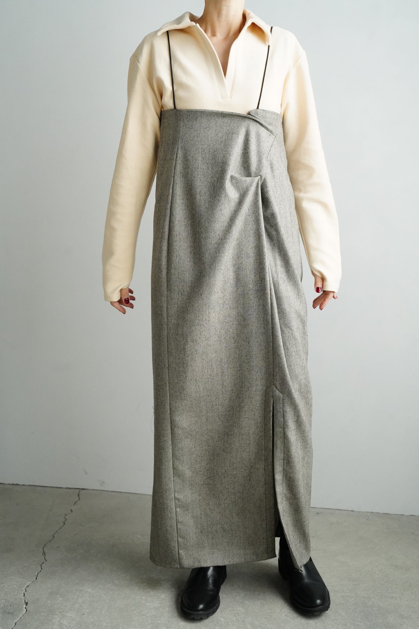 Herringbone Jump Skirt / BEIGE -1月8-10日発送-