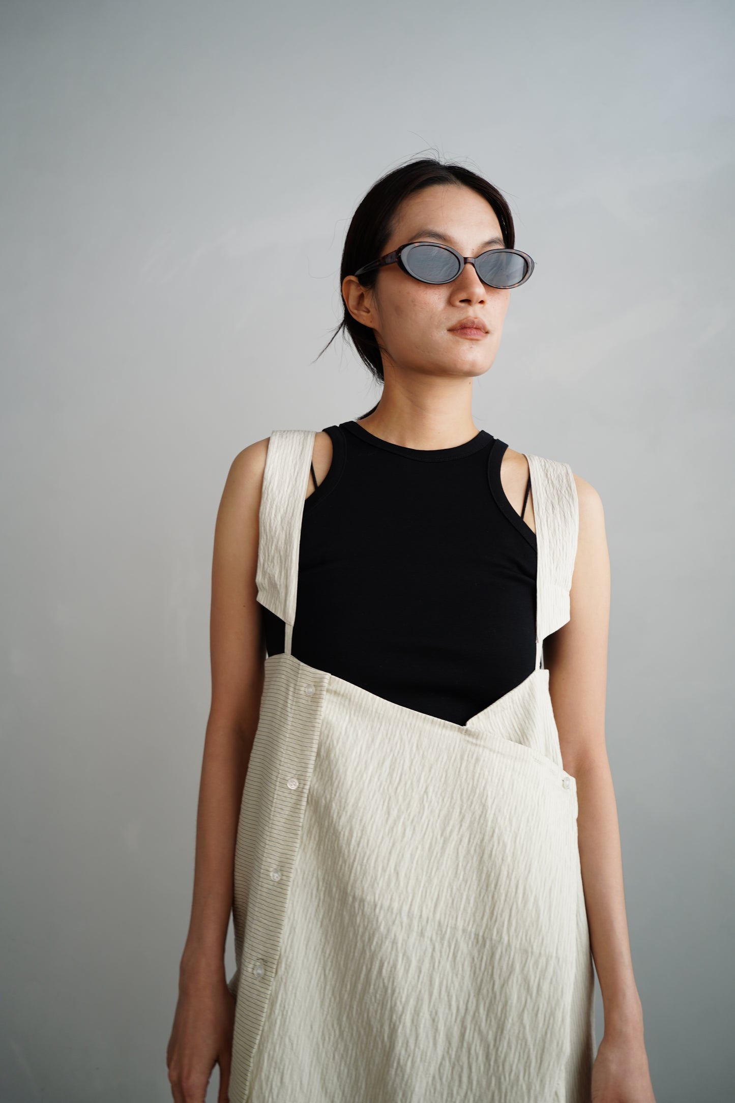 Wrap Stripe Dress / BEIGE -4月30日発送-