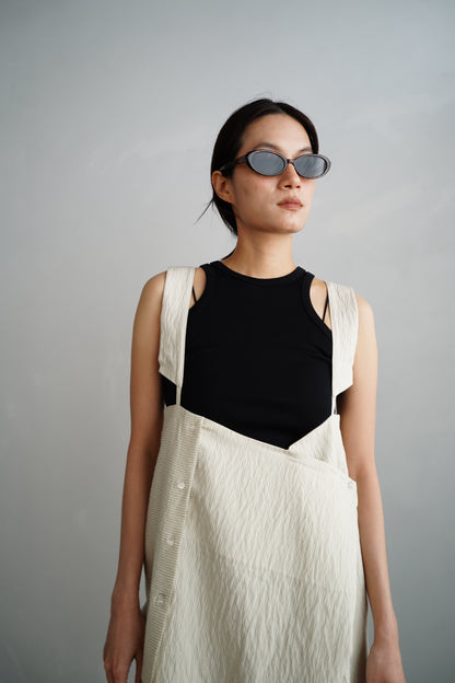 Wrap Stripe Dress / BEIGE -4月30日発送-