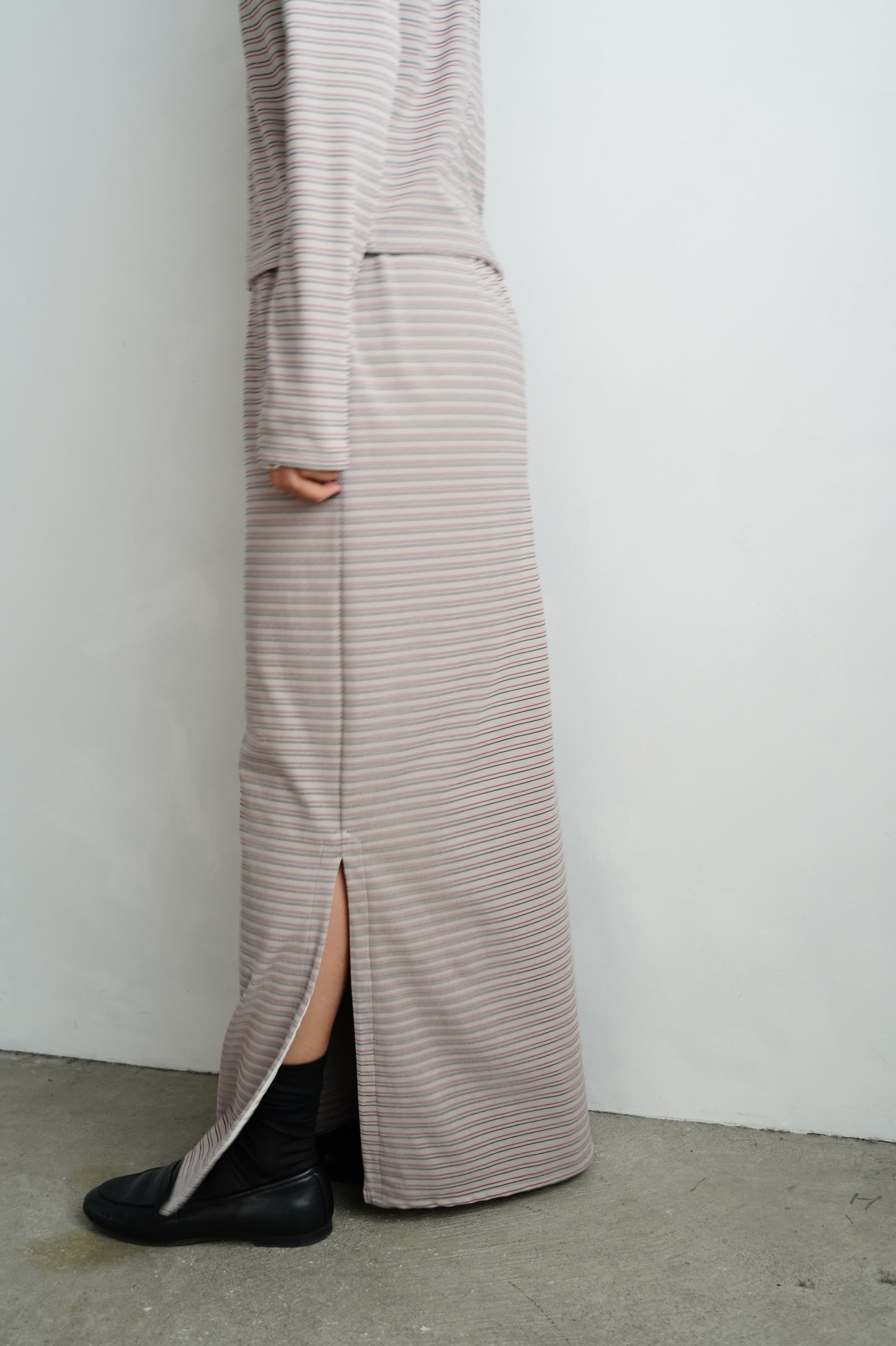 Plush Multi Border Skirt / GRAY -10月5-10日発送-