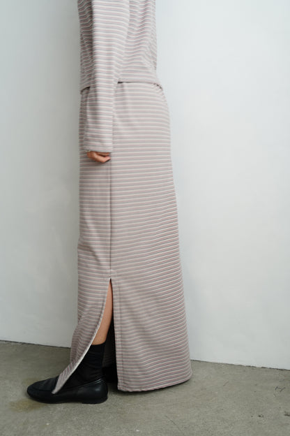 Plush Multi Border Skirt / GRAY -10月5-10日発送-