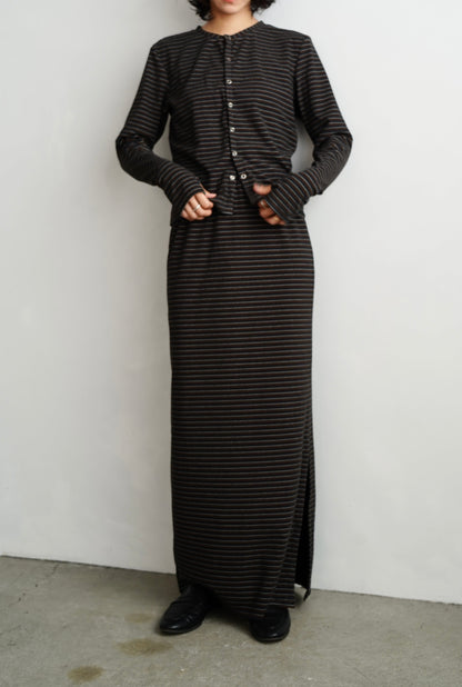 Plush Multi Border Skirt / BLACK -10月5-10日発送-