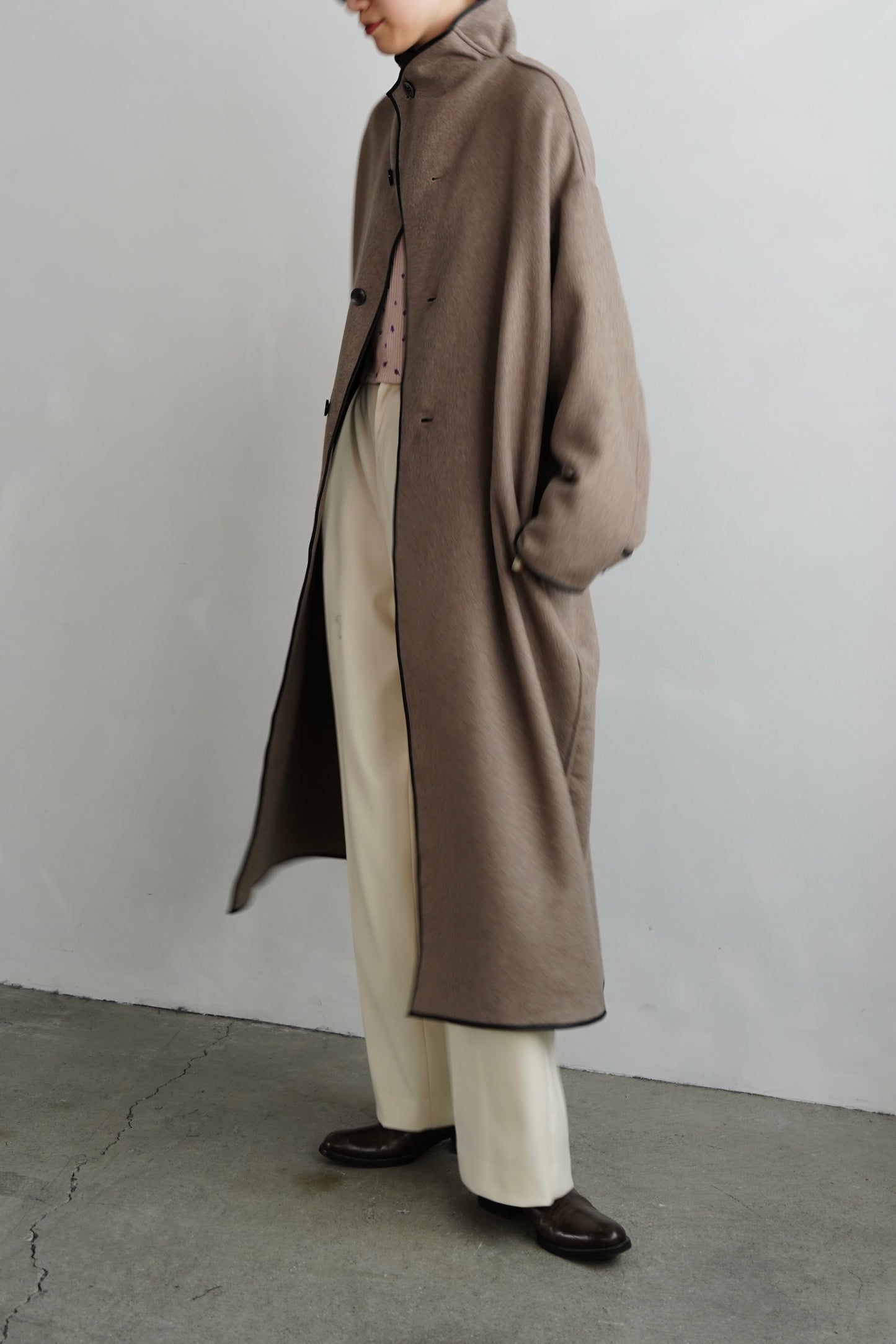 Piping Wool Coat / BROWN -11月上旬発送-