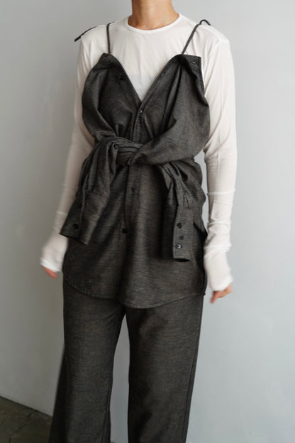 Nocollar Strap Shirts / GRAY -9月20−25日発送-