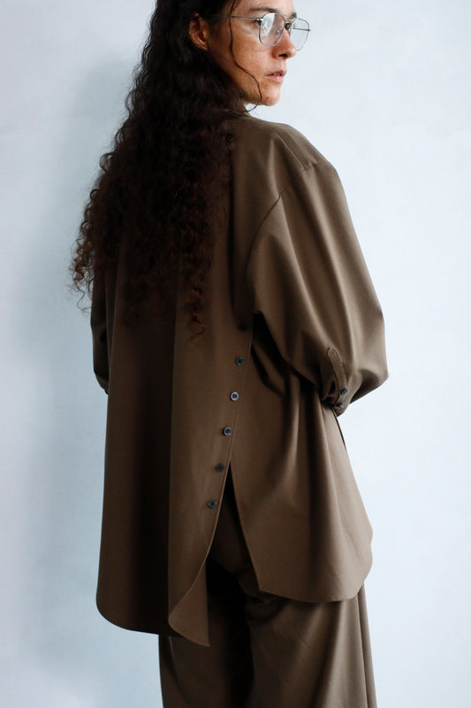 Side Button Shirts / BROWN