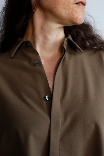 Side Button Shirts / BROWN