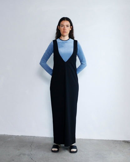 Vneck Jersey Dress / BLACK