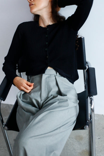 Two-Tone Knit Cardigan / BLACK -10月20-25日発送-