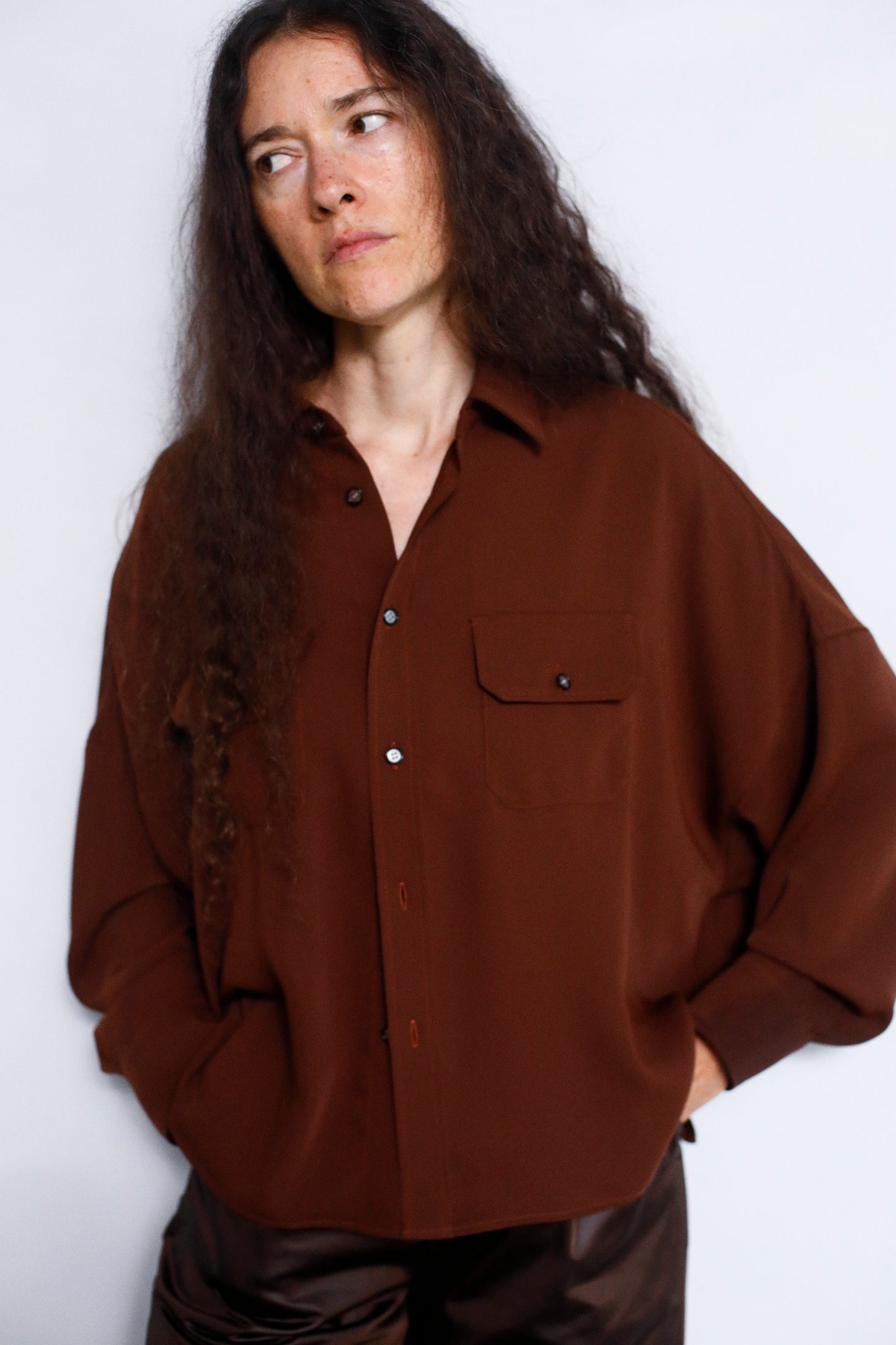 Silky Utility Shirts / BROWN -10月22日発送-