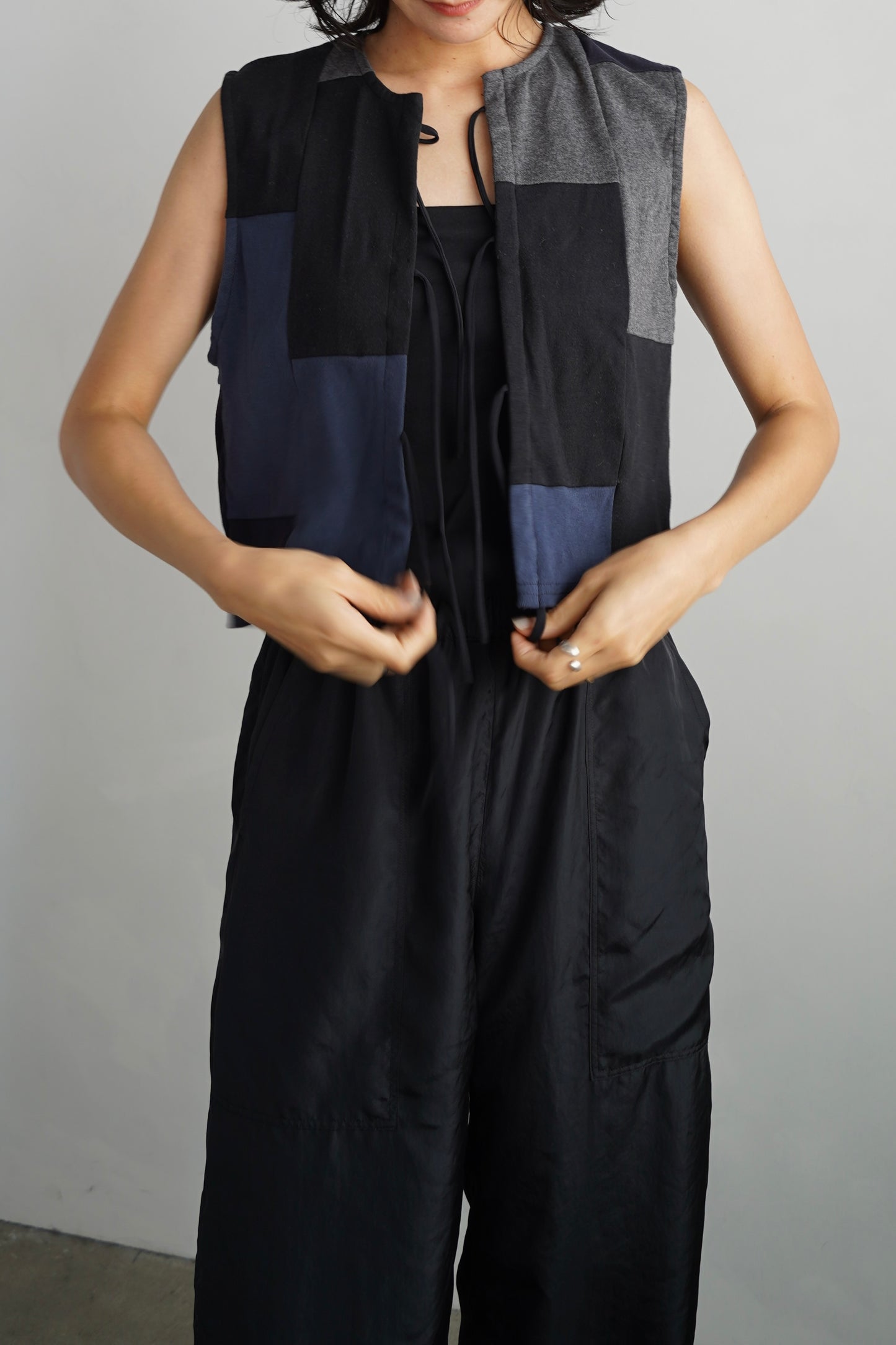 Patchwork Vest / NAVYBLACK -8月5-10日発送-
