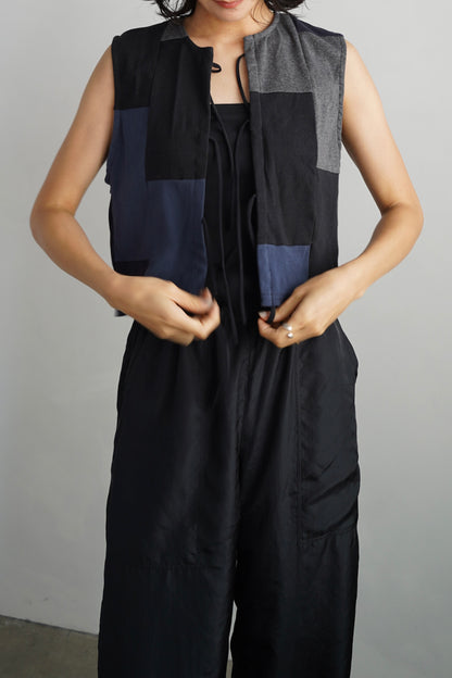 Patchwork Vest / NAVYBLACK -8月5-10日発送-