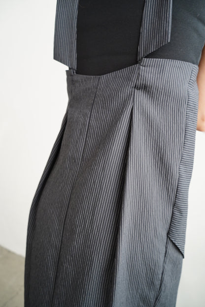 Wrap Stripe Dress / BLACK