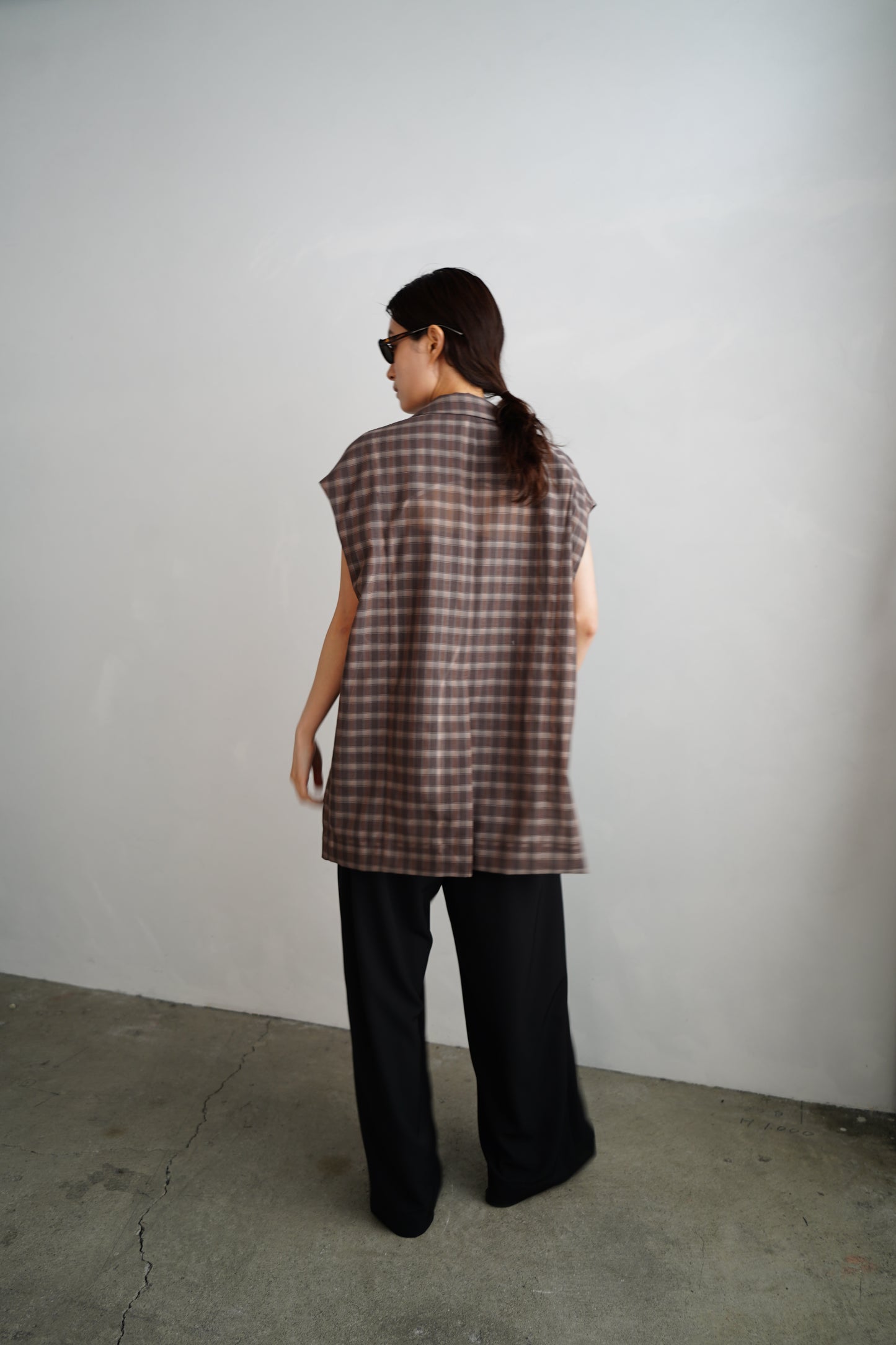 Sheer Plaid Multi Jacket / BROWN