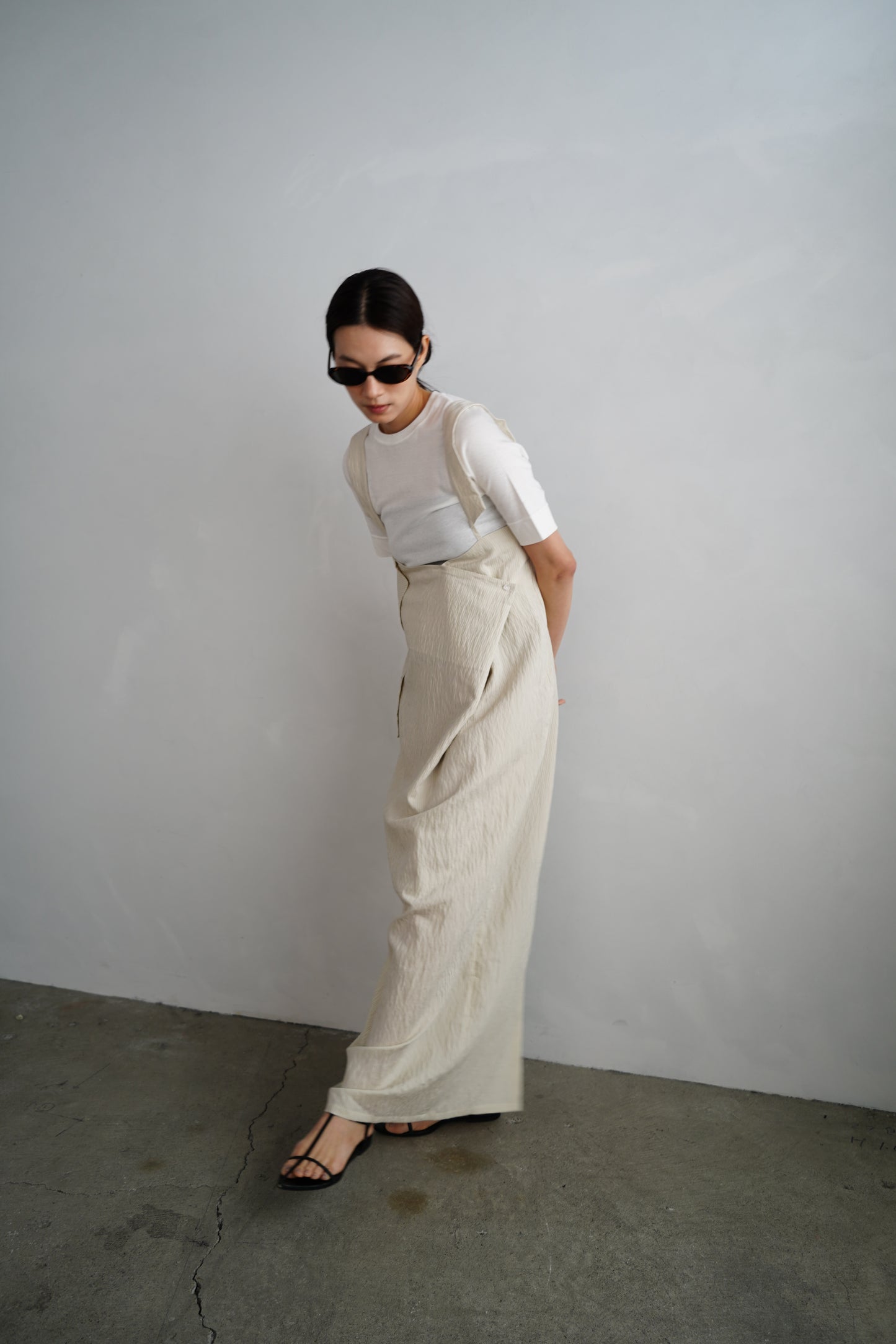 Wrap Stripe Dress / BEIGE -4月30日発送-