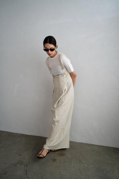 Wrap Stripe Dress / BEIGE -4月30日発送-