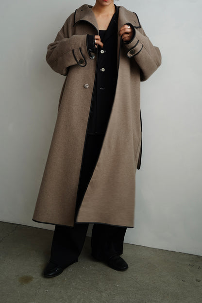 Piping Wool Coat / BROWN -11月上旬発送-