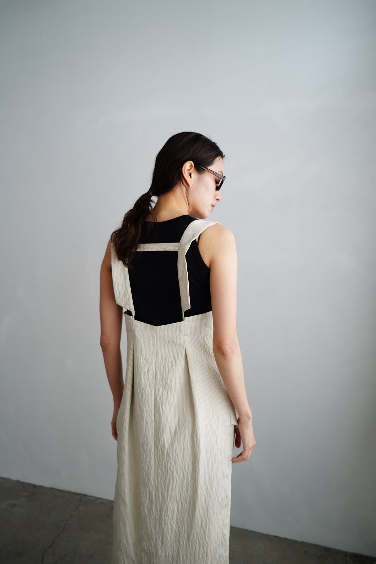 Wrap Stripe Dress / BEIGE -4月30日発送-