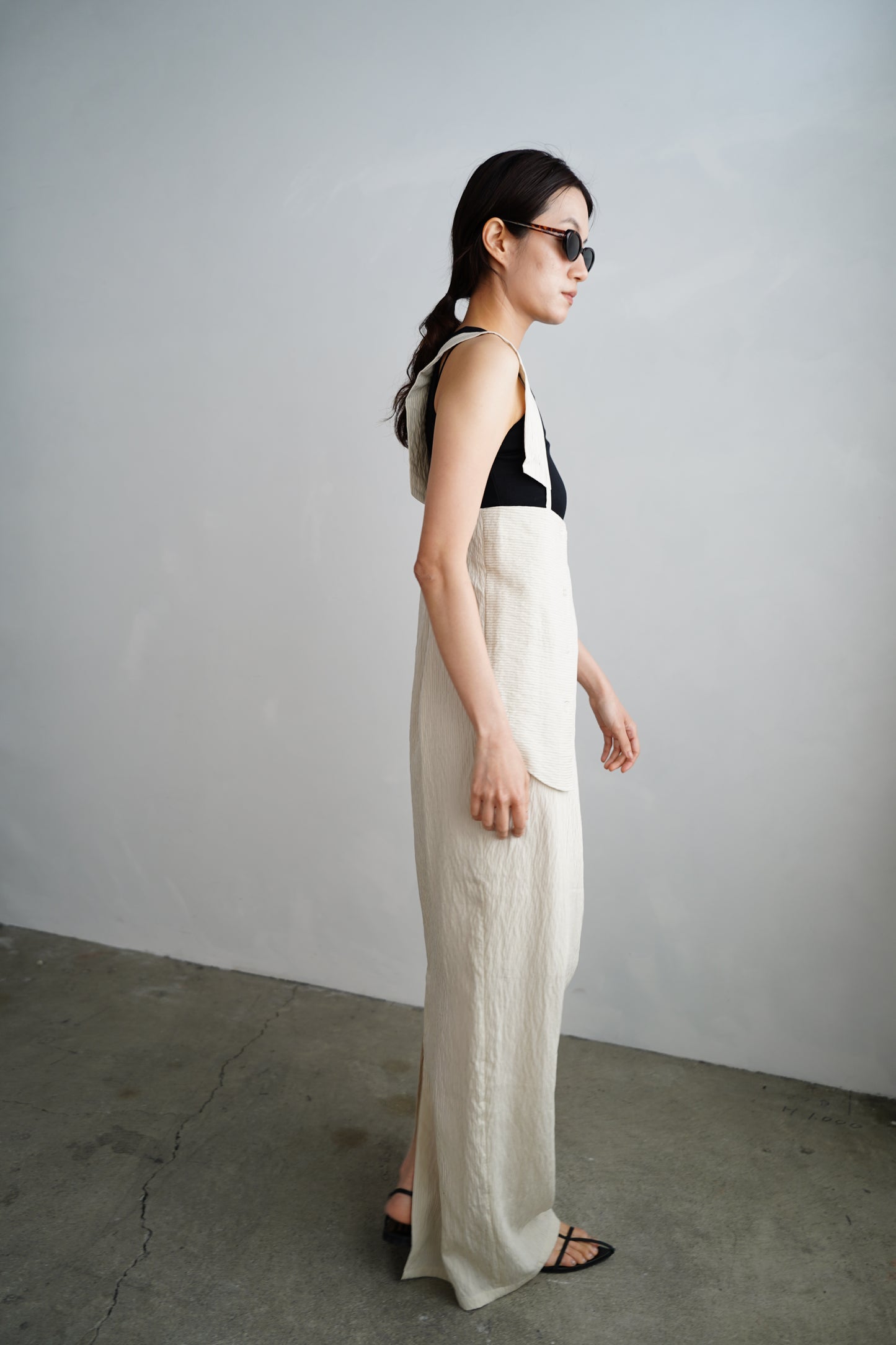 Wrap Stripe Dress / BEIGE -4月30日発送-