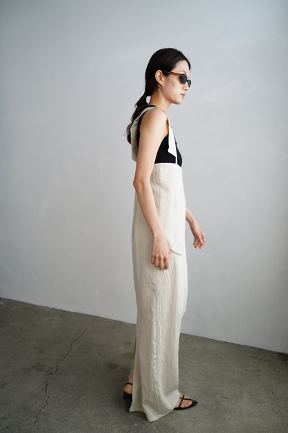 Wrap Stripe Dress / BEIGE -4月30日発送-