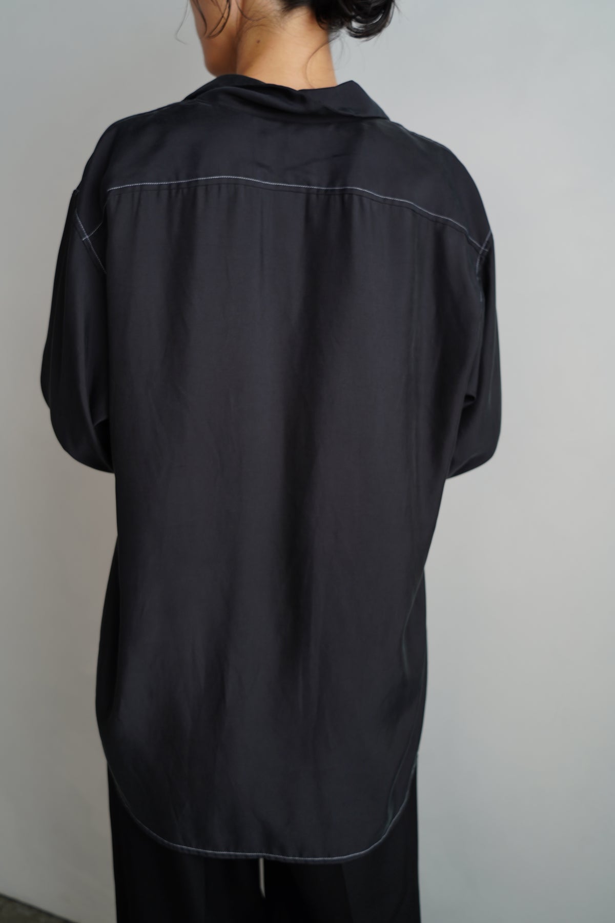 Fibril Chambray Shirts Jacket / BLACK -9月30日発送-