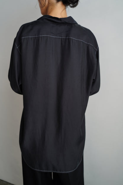 Fibril Chambray Shirts Jacket / BLACK -9月30日発送-
