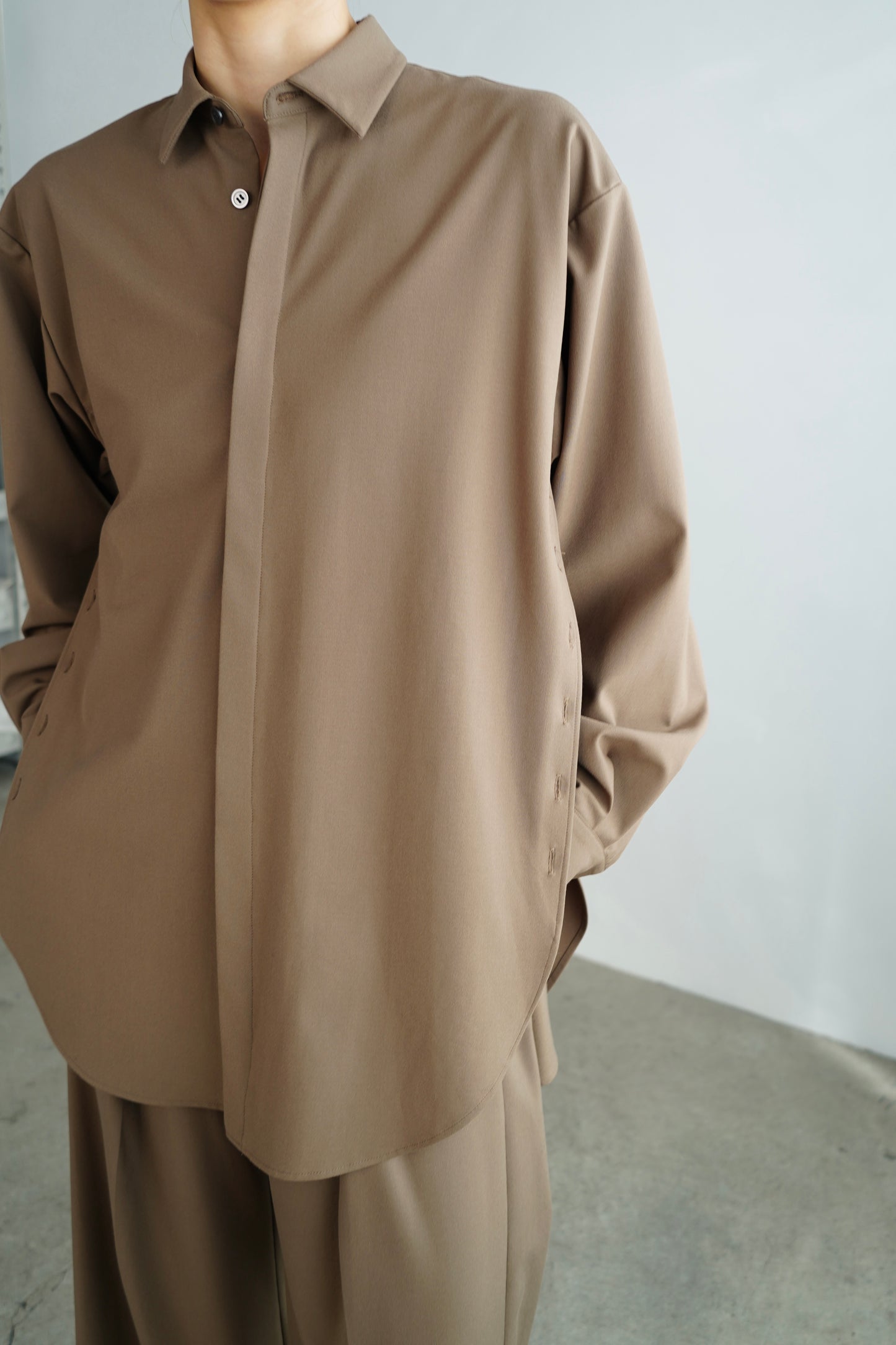 Side Button Shirts / BROWN -10月17日発送-