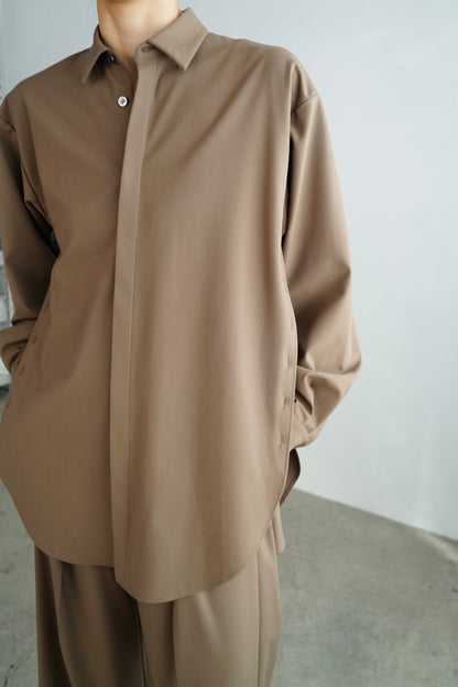 Side Button Shirts / BROWN -10月17日発送-
