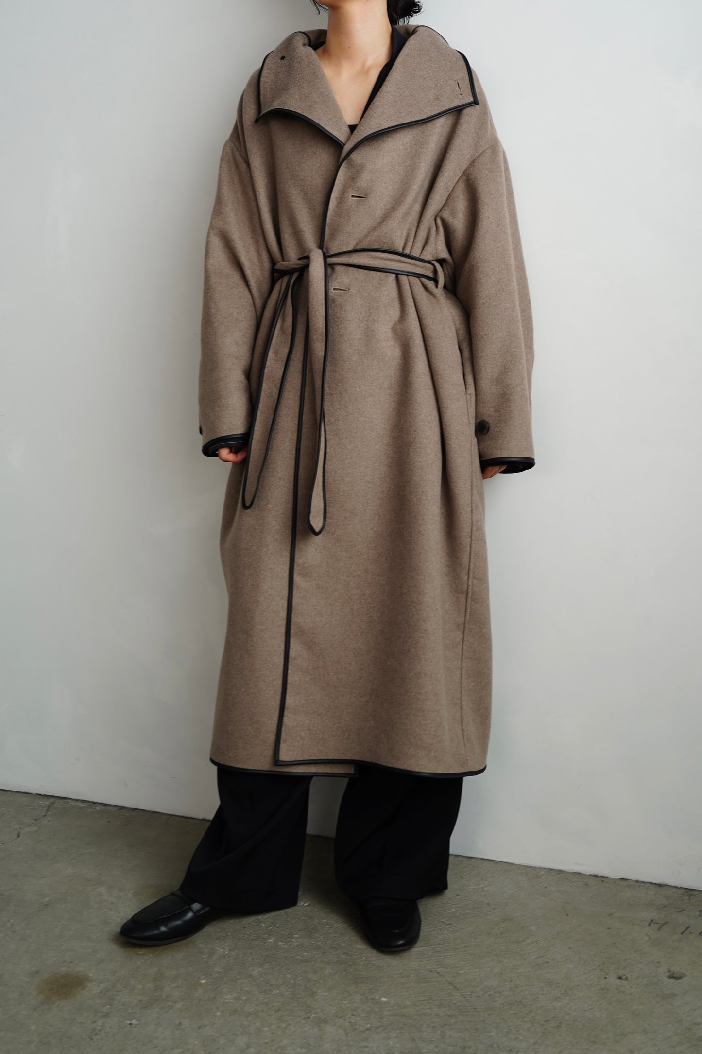 Piping Wool Coat / BROWN -11月上旬発送-