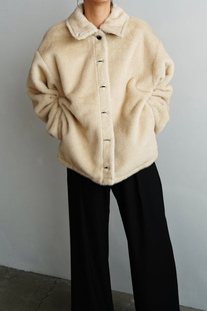 Reversible Fur Nylon Blouson / BLACKCREAM