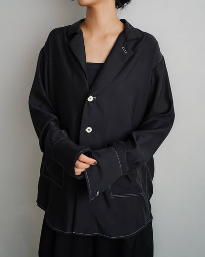 Fibril Chambray Shirts Jacket / BLACK -9月30日発送-