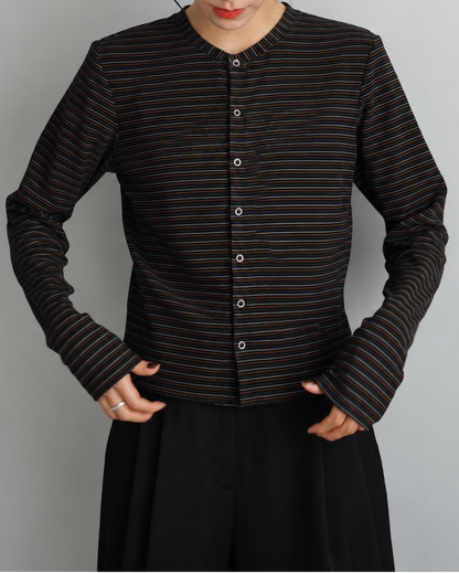Plush Multi Border Cardigan / BLACK -10月10日発送-