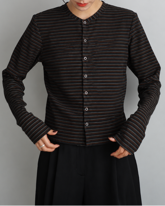 Plush Multi Border Cardigan / BLACK -10月10日発送-