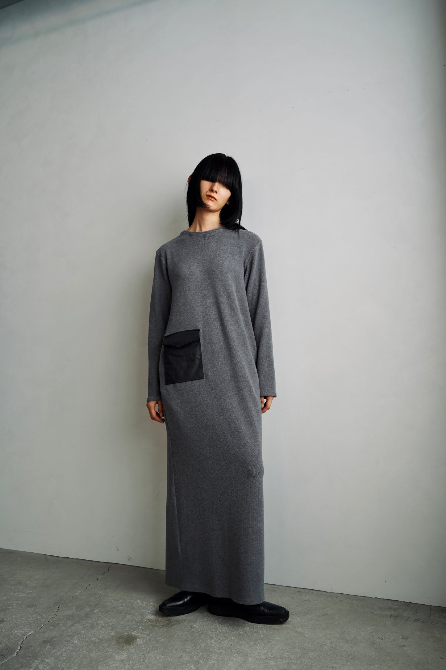 Rib Jersey Dress / CHARCOAL -7日以内発送-