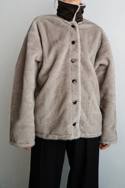 Reversible Fur Nylon Blouson / BROWNGREIGE